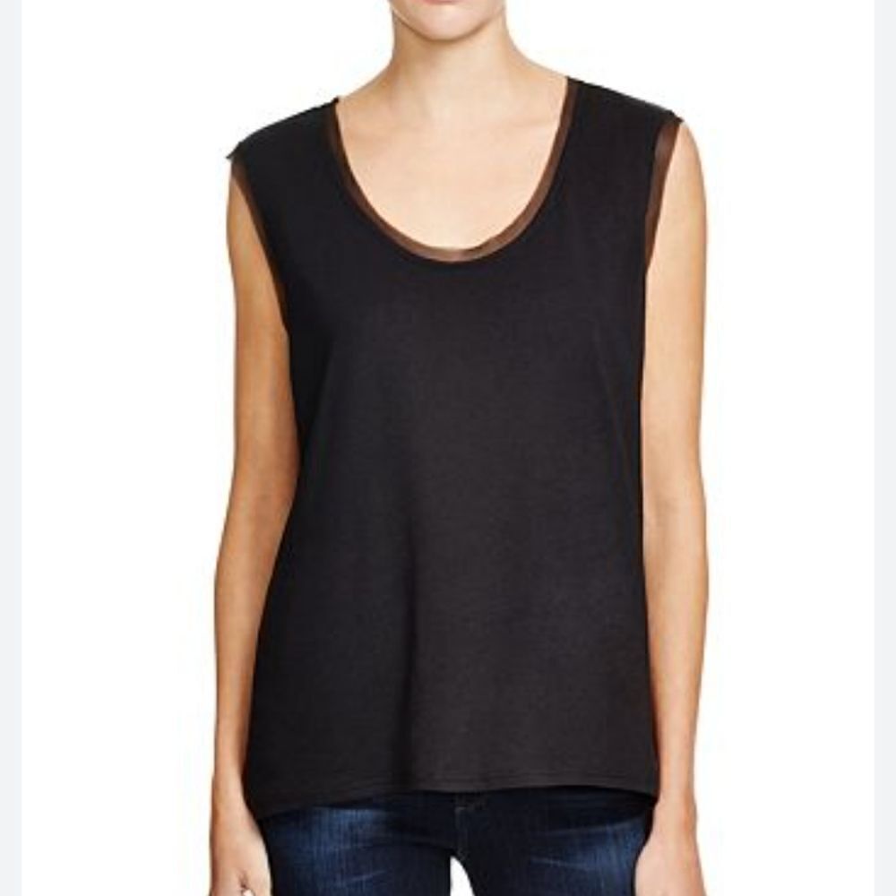 Rebecca Taylor Jenna Chiffon Trim Tank Size Medium